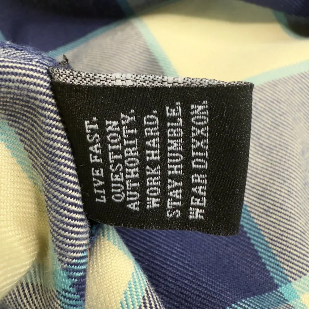 DIXXON DFC Youth Blue White Plaid Flannel Shirt Pearl Snap XL NWOT - Picture 6 of 10